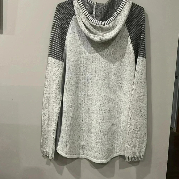 [L]Never Lose Hedge Two Tone Gray Knit Pull Over  Hoodie Sweater - Picture 7 of 7